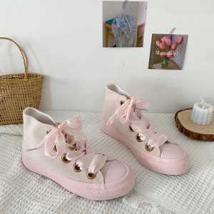 IDEALIFESHOES Sneaker cewek Sepatu Wanita Kanvas Pita Santin Hightop Import Casul Shoes Casual Korea Style Kekinian PITA