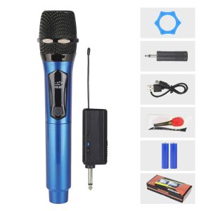 ไมโครโฟนคาราโอเกะไร้สายรุ่นใหม่ ไมโครโฟนแบบชาร์จไฟได้ ระยะรับสัญญาณ 50 เมตร รูปทรงวงกลมแบบชาร์จไฟได้ เหมาะสำหรับ KTV UHF FM