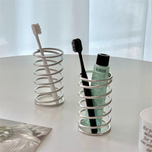Toothbrush & Toothpaste Holder Stand Stainless Steel Bathroom Organizer Makeup Brush Holder Pen Holder