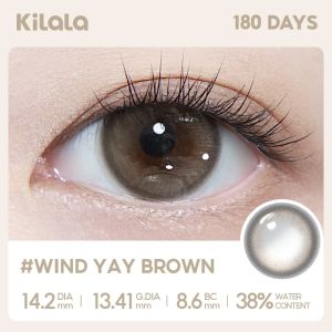 Kính áp tròng Kilala màu nâu Wind Yay Brown cận 6 tháng DIA 14.2mm có độ (0-8) 1 cặp