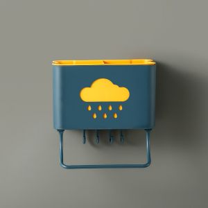 ที่ใส่ช้อนติดผนัง ตะกร้าเก็บช้อนส้อม ตะเกียบ ที่วางตะเกียบ มีช่องเก็บ 2 ช่อง