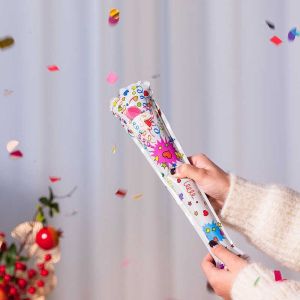 Christmas Gift Fireworks Automatic Inflatable Handheld Confetti Launcher Wand Sparkling Sequins Fireworks Christmas 2025 New Years Wedding Birthday Party Handheld Fireworks Cannon Handheld Salute Spray Tube