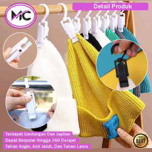 Gantungan Jepit Jemuran Baju Hanger Gantungan Jemur cucian Pakaian Plus Penjepit Hanger Jepit Kait Topi Kaos Kaki Gantungan Jepitan Bahan Plastik PE Kuat