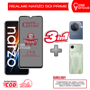 Tempered Glass Realme Narzo 50i Prime Anti Gores Spy Matte Privacy Free Camera Lesn dan Skin Carbon