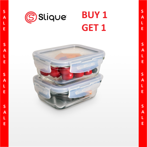 SLIQUE Buy 1 Get 1 Glass Lunch Box Airtight Microwave Safe