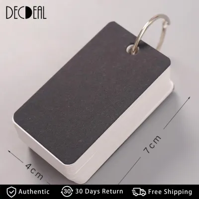 Decdeal Thicken Blank Flashcards Portable Message Note Business Card with Binder Ring for Studying