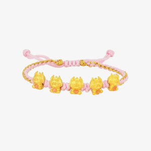 CTS Solid Gold Five Lucky Dragon Charms Bracelet CHOW TAI SENG 周大生 Y0HC0153 Y0HC0158 Y0HC0157 (Free Bracelet Rope)