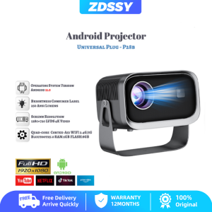 【Singapore Delivery】[360°Adjustable Stand] ZDSSY P28B Portable LED airplay Miracast Projector Electric Focus Projector 1080P 4k ultra hd Outdoor Projector With Android 11BT5G WiFi and Bluetooth 15000 Lumens Home Theater Mini Projector