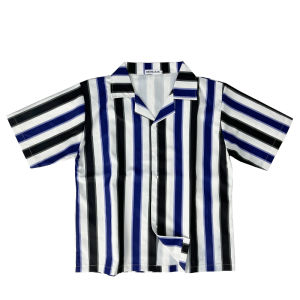 Korean Loose Striped Casual Shirt Classic Lapel Short sleeve Top