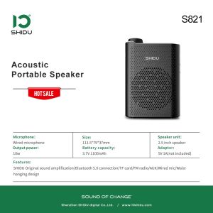 SHIDU Voice Amplifier for Teacher S821 Microphone Speaker for Teacher Loudspeaker Bluetooth 5.0 TF Card USB Flash Drive MP3 Play back Audio Recording