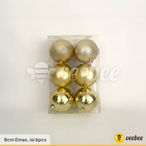 Bola Natal Polos 6cm 8cm 10cm isi 6pc packing Mika | bola hias pohon natal | bola natal 6cm | pernak pernik natal | dekorasi natal