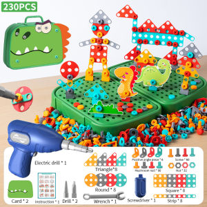 YUNLEO DIY 3D Drill Tool Kit Toy with Electric Drill Tool Screwdriver for Kids Pretend Play Educational Toy