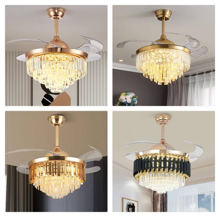 Italy Brand Modern Crystal Ceiling Fan with Light Ceiling Light Fan ...