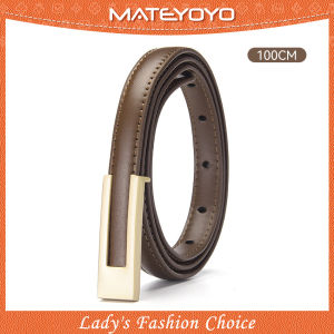 MATEYOYO Fashion Women Belts Thin Belt Elegant Needle Buckle Design Adjustable Girls Ladies Belt PU Leather Long Straps Waistbands Dress Coat Alloy Buckle Decorations