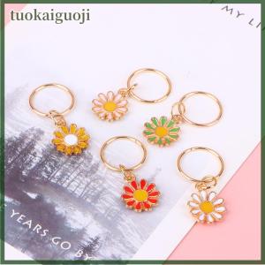 tuokaiguoji 5 cái bộ daisy hoa hợp kim đan khâu đánh dấu kẽm hợp kim hoa Mặt dây chuyền nhiều màu cho công cụ đan tự làm phát hiện