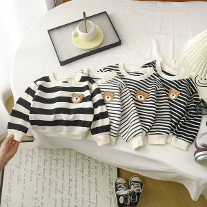 เสื้อสเวตเชิ้ตเด็กลายทาง คอกลม แขนยาว ฤดูใบไม้ร่วง/ฤดูหนาว ใหม่