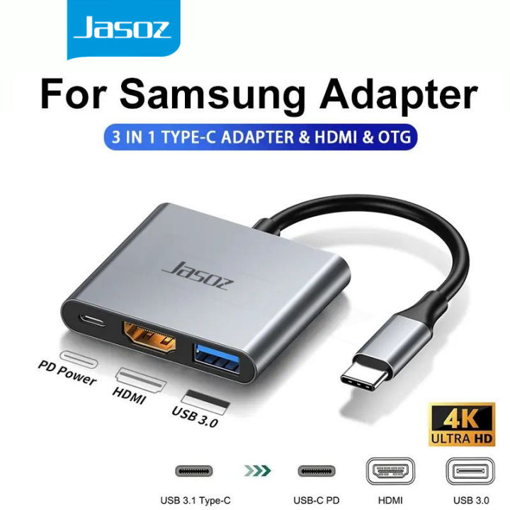 Jasoz 3 in 1 USB C Hub converter ตัวแปลง to 4K HDMI USB3.0 Type C ...