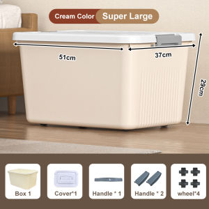 Bincoo Cream Style Storage Box With Handle And Wheels High Capacity Stackable Sealed Toy Storage Organizer With Lock