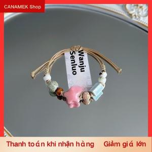 CS Handmade trắng sao Claw gốm Vòng đeo tay có thể điều chỉnh Boho đồ trang sức dân tộc món quà độc đáo
