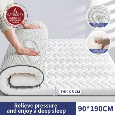 ⚡SG STOCK⚡Foldable Soy Fiber Latex Mattress 5cm - Tatami Bed Mattress Breathable & Anti-Mite Eco-Friendly Support Memory Foam Single/Queen