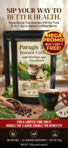 Paragis 3-in-1 Instant Coffee with Moringa and Guyabano - 100g each pouch - No caffeine - All natural ingredients - Mega promo buy 1 get 1 free - For limited time double the flavor double the benefits