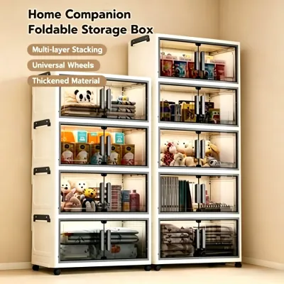 in hom 2-6Tiers Foldable Storage Cabinet With Wheels Stackable Plastic Storage Organizer Wardrobe For Clothes Toys Food Snacks skincare Toiletries