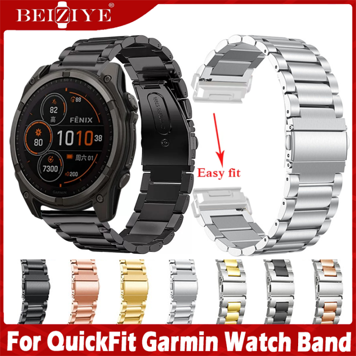 QuickFit 22mm 26mm Stainless Steel Strap for Garmin Fenix AMOLED 47mm  51mm Mip 51mm Fenix 7X Pro 5Plus 6X Band Forerunner 965 955 Enduro  Tactix