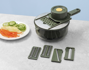 Bộ 5 dao bào thái cắt bào sợi đa năng kèm ca nhựa trong suốt và rổ đựng tiện dụng