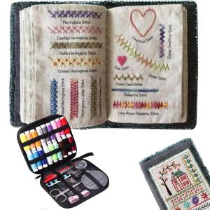 Embroidery Stitch Book Portable Sewing Tool Kit Multi-function Sewing Box Set DIY Stitch Book 刺绣针法书+缝纫工具包
