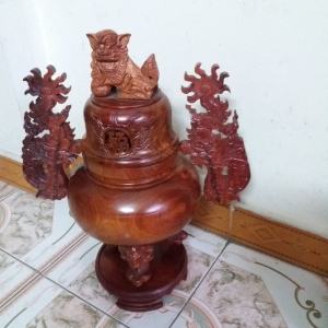 LƯ HƯƠNG-GỖ HƯƠNG CAO CẢ ĐẾ 50CM NGANG 45CM ĐƯỜNG KÍNH LƯ 25CMX25CM