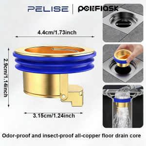 Pelise All-copper Shower Floor Drain Backflow Preventer Magnetic Levitation One Way Drain Valve Floor Drain Insert Drain Plug Brass Fast Drainage Shower
