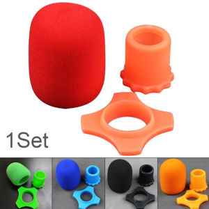 Christmas gift 【AYLMER】 Microphone Anti-Roll Anti Skid Case with Microphone Sponge Cover Set Mic Protection Silicone Ring Bottom Rod Sleeve Holder