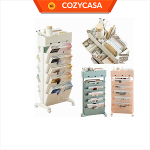 Desk Side Storage Rack with Wheels Bookshelf Student Organizer