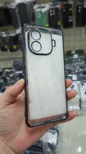 Case Vivo Iqoo Z9 Silikon Clear Bening Square Plating List Crome Soft Casing Handphone