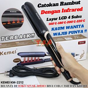 Alat Pelurus Rambut Catokan Rambut Infrared Layar LCD Kemei KM-2212 / KM-2211 Temperatur Suhu 4 Control 50W Rambut Lebih Cepat Lurus Berkilau- Bisa COD
