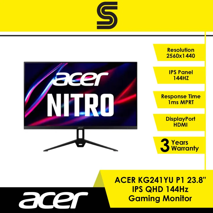 ACER NITRO KG241YU P1 23.8" IPS QHD 144Hz Gaming Monitor