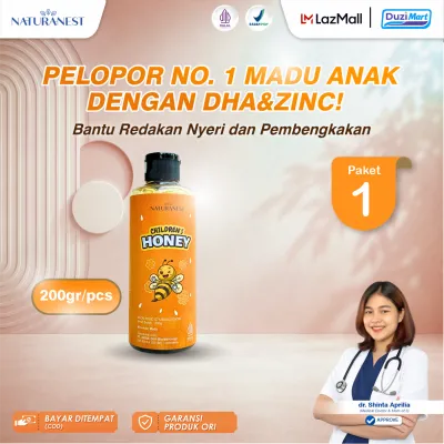 Naturanest - Madu Anak dengan DHA & Zinc Bantu Menjaga Daya Tahan Tubuh & Membantu Meredakan Nyeri Paket 1 Botol
