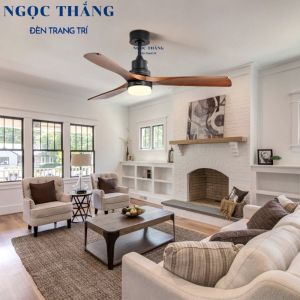 Quạt Trần Đèn Led 3 Cánh Gỗ Trang Trí Sảnh Phòng Khách Cao Cấp QT2010 Ngọc Thắng (Kèm remote điều khiển từ xa)