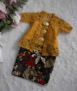 Kebaya kids budak warna Kuning Yellow batik comel newborn - 4years murah