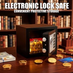 Electronic Digital Keypad Lock Safe Security Box All Steel for Home Office Password and Key Unlock