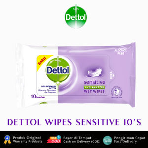 MURAH | Promo DETTOL ANTI BAKTERI Wet Wipes SENSITIVE 10 Sheets [Warna Ungu]
