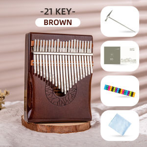 21 Key Kalimba Selected Mahogany Ergonomics Box Design Thumb Piano Finger Piano with Tuning Hammer Wiping Cloth Note Stickers