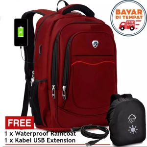 Tas Ransel Kuliah Laptop Tas Ransel Sekolah 18inc Tas POLO FREE Kabel USB C + RAINCOVER