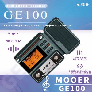 MOOER GE100 Guitar Multi-effects Processor Effect Pedal with Loop Recording(180 Seconds) Tuning Tap