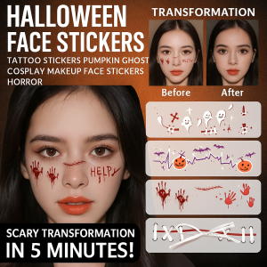 Makeup Stickers Aesthetics Practicality Easy to Use Halloween Party Cute Pattern Design Festive Atmosphere