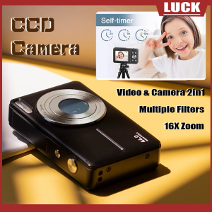 Mini Rechargeable Digital Camera 1080P 44MP 2.4 Inch Digital Cameras for Kids Digital Point Shoot Camera with 16X Zoom Anti-Shake 32GB SD Card Compact Small Travel Camera for Boys Girls Teens Black