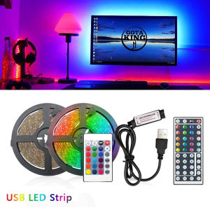 1-5M LED Strip Lights 5050 RGB Lights Flexible LED Lamp Tape Ribbon Smart Control For TV Desktop Screen BackLight Diode Tape Lampu Tidur