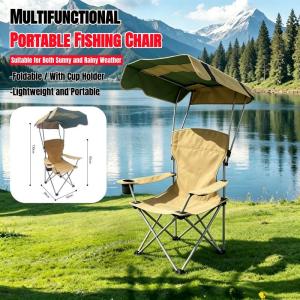 Beach Chair Outdoor with Arm-Rest Portable Bench Stool Lightweight Beach Event Fishing Cup Holder Fishing