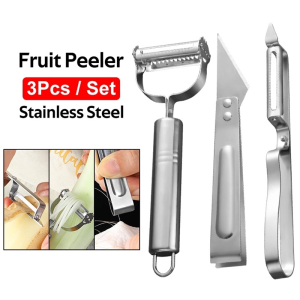 3Pcs/Set Multifunctional Kitchen Peeler Stainless Steel Peeler Vegetable & Fruit Cutting Peeler Set