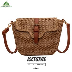 [Jocestyle Mall]ผู้หญิง crossbody กระเป๋าฤดูร้อนผ้าฟางทอผ้าแฟชั่นเชือกกระดาษแฮนด์เมดเชือกสายรัดปรับได้ง่ายกระเป๋าโทรศัพท์มือถือ